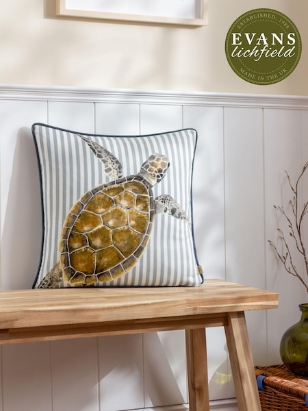 Evans Lichfield Multicolour Salcombe Turtle Piped Cushion (E48668) | £22