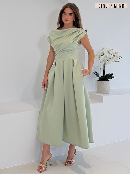 green midi skater dress Sylvette