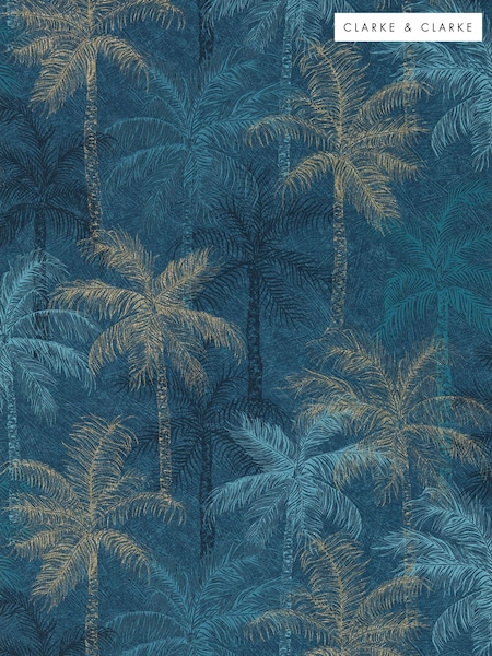 Clarke and Clarke Midnight Palmyra 10.05M Wallpaper (E48930) | £50