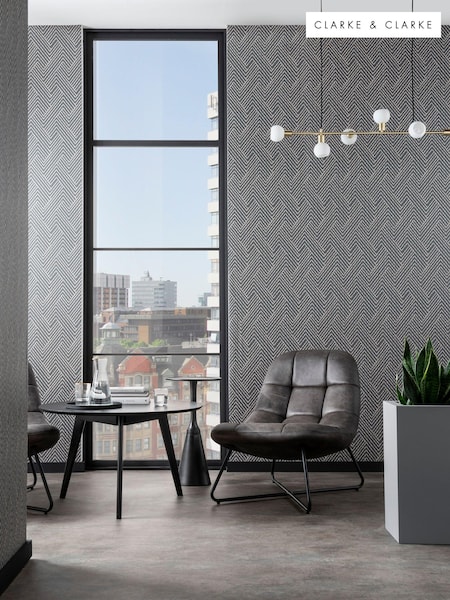 Clarke and Clarke Grassetto Charcoal Grassetto 10.05M Wallpaper (E48992) | £56