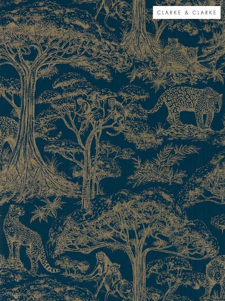 Clarke and Clarke Midnight Luxe Kisumu 10.05M Wallpaper (E49022) | £50