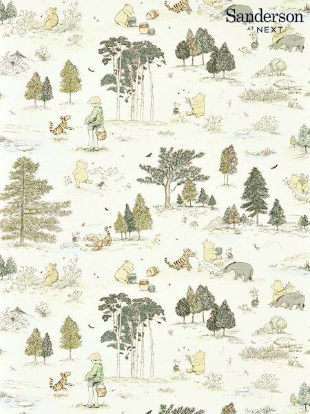 Sanderson Macaron Green Winnie The Pooh 10.05M Wallpaper (E49034) | £122