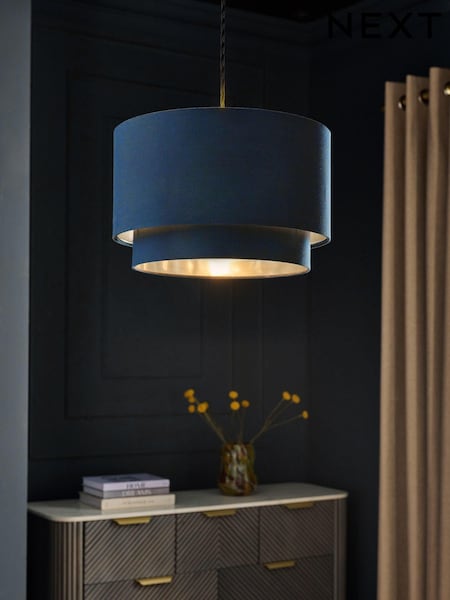 Navy Blue/Grey Rico Easy Fit Shade 2 Tier Ceiling Light (E49547) | £28