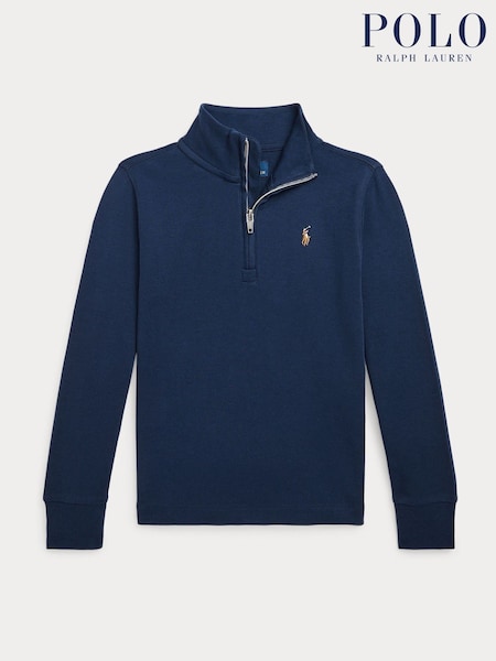 Polo Ralph Lauren Navy Boys Quarter Zip Sweatshirt (E49586) | £79