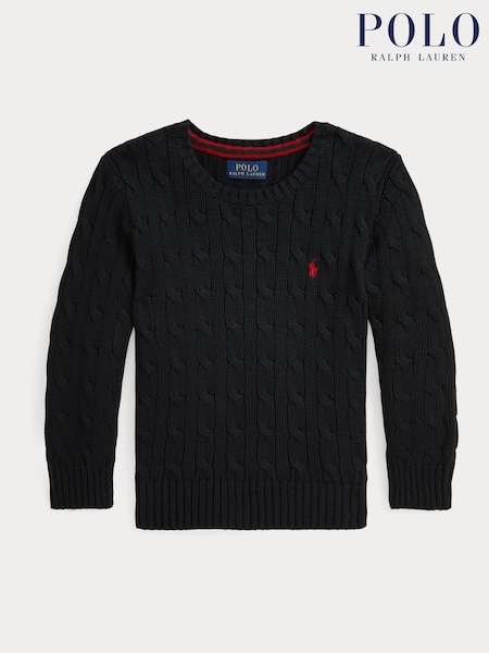 Polo Ralph Lauren Black Boys Cable Knit Jumper (E49591) | £99