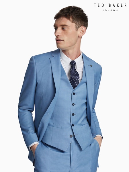 Ted Baker Tailoring Blue Draco Sharkskin Slim Fit Jacket (E49621) | £125