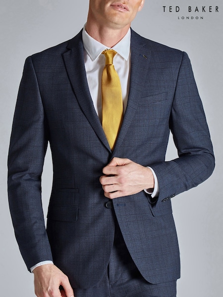 Ted Baker Tailoring Blue Ara Textured Check Slim Fit Jacket (E49637) | £259
