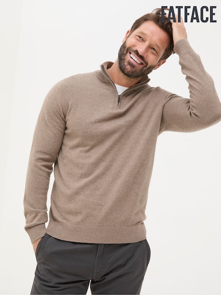 FatFace Rye Natural Beige Half-Neck Jumper (E50361) | £49.50