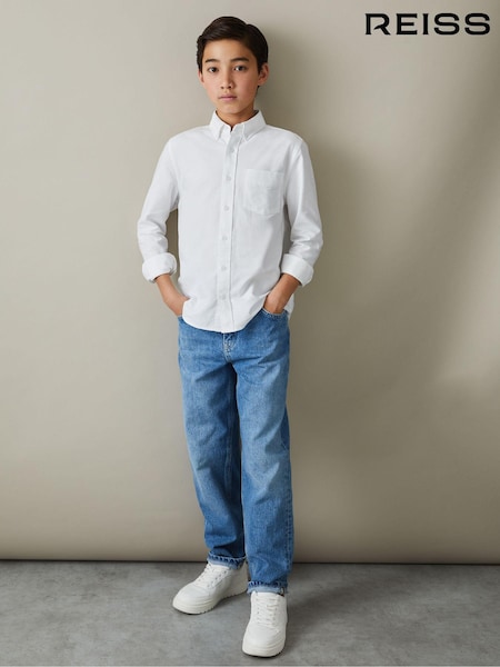 Reiss White Greenwich 3-9 yrs Button Down Oxford Shirt (E50670) | £28