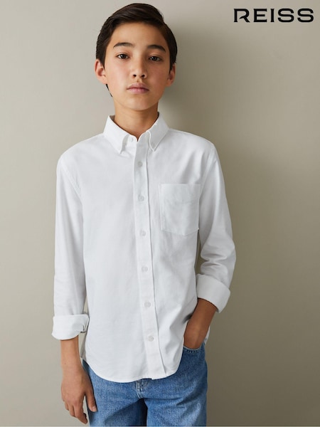 Reiss White Greenwich 9-13 yrs Oxford Cotton Shirt (E50686) | £32