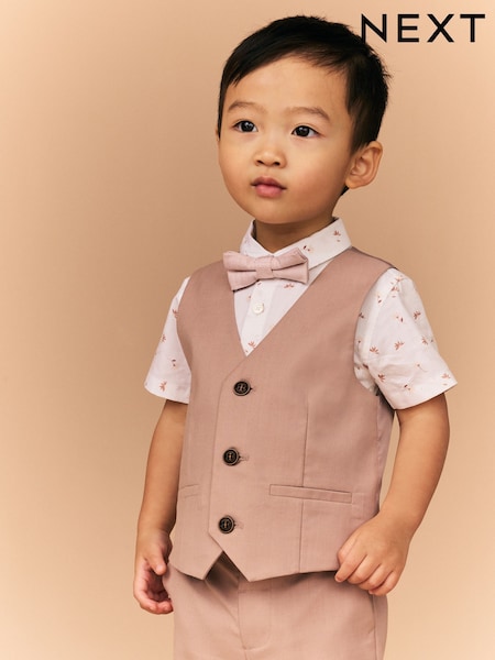 Pink Waistcoat, Shirt and Bowtie Set (3mths-9yrs) (E51034) | £27 - £31