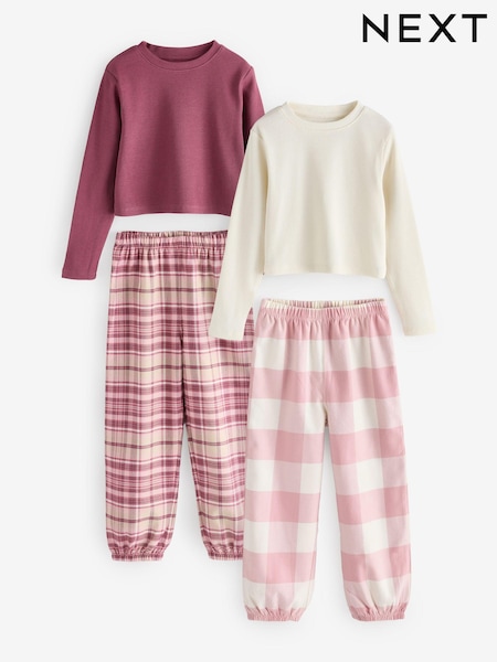 Pink Check Woven Bottom Pyjamas 2 Pack (3-16yrs) (E51155) | £13 - £17.50