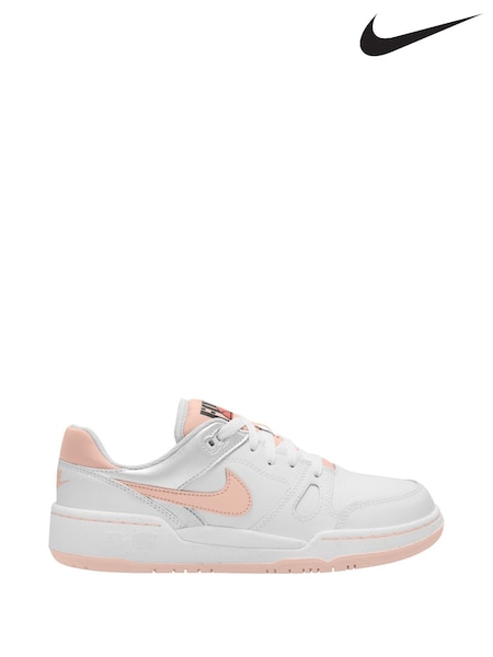 Nike White/Echo Pink Youth Full Force Low-Top Trainers (E51243) | £55