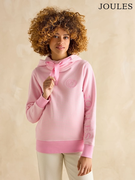 Joules Rushton Pink Cotton Cowl Neck Hoodie (E51421) | £60