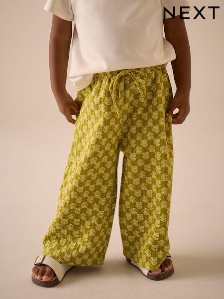 Green Ditsy Floral Textured Wide Leg Trousers (3mths-7yrs) (E51655) | £7 - £9