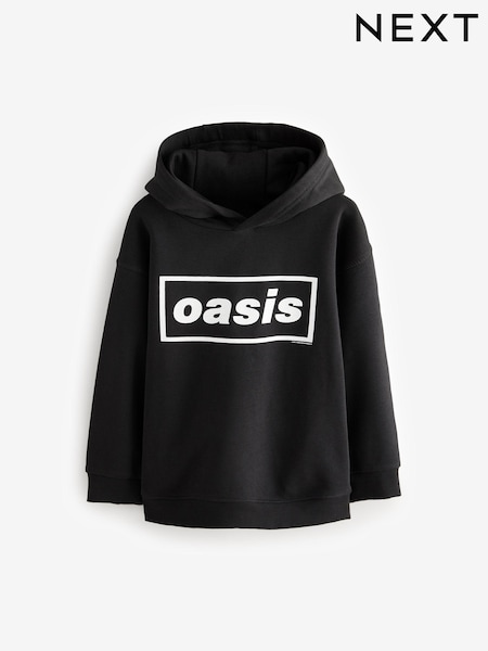 Black Official Oasis Band Hoodie (3-16yrs) (E51745) | £28 - £36