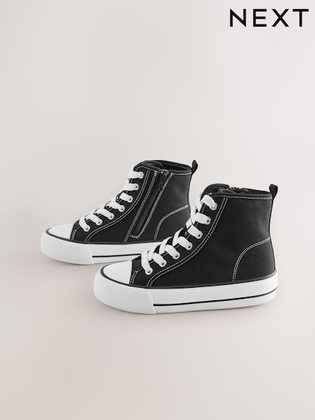 Black Lace-Up High Top Trainers (E51772) | £22 - £29