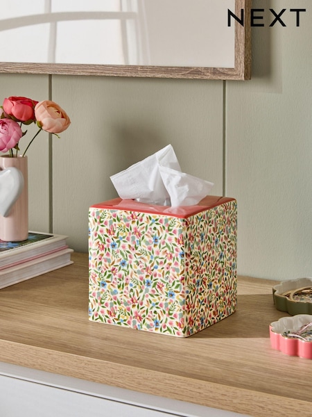 Pink Bright Floral Tissue Box (E51847) | £18