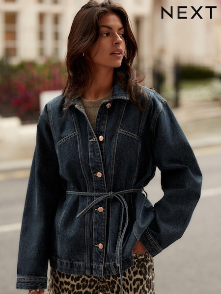 Dark Blue Belted Denim 100% Cotton Jacket (E51856) | £42