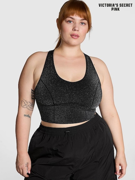 Victoria's Secret PINK Black Shine Sports Bra (E51876) | £29
