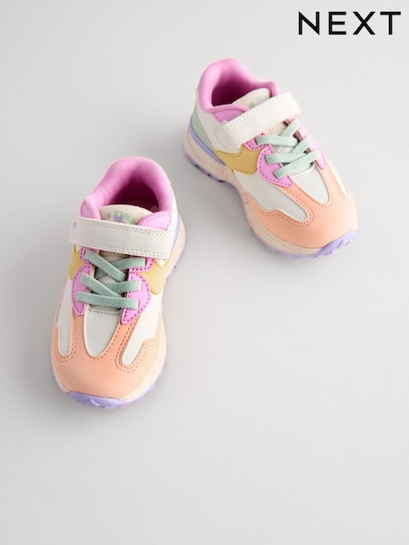Multi Bright Elastic Lace Trainers (E51948) | £23 - £25