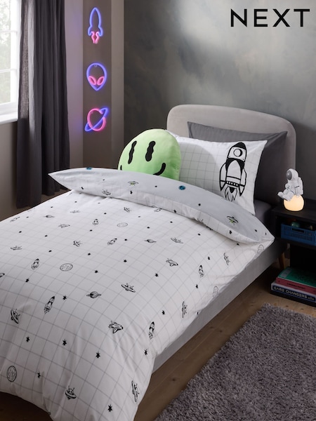 Spaceships Supersoft 100% Cotton Percale 200 Thread Count Duvet Cover and Pillow Case Set (E51997) | £28 - £30