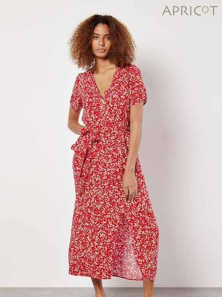 Apricot Red Texture Zebra Print Tie Dress (E52303) | £39