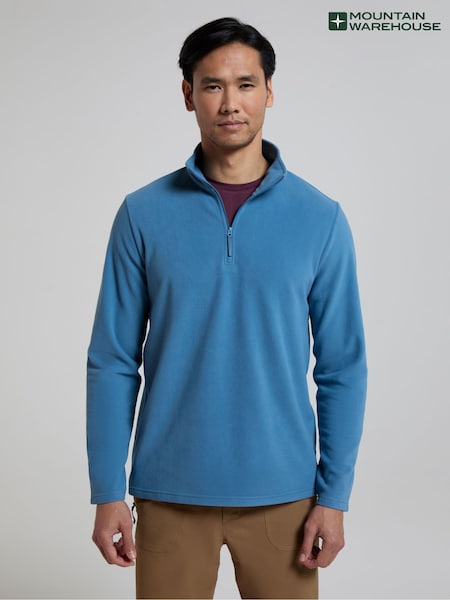 Mountain Warehouse Aqua Blue Mens Camber II Half Zip Quick Drying Fleece (E52408) | £14
