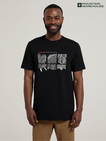 Mountain Warehouse Black Mens 100% Cotton Lightweight T-Shirt (E52420) | £22