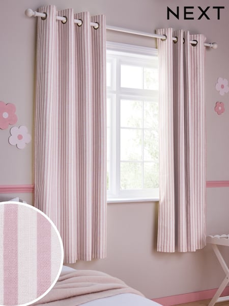 Pink Stripe Eyelet Blackout Curtains (E52421) | £57 - £97