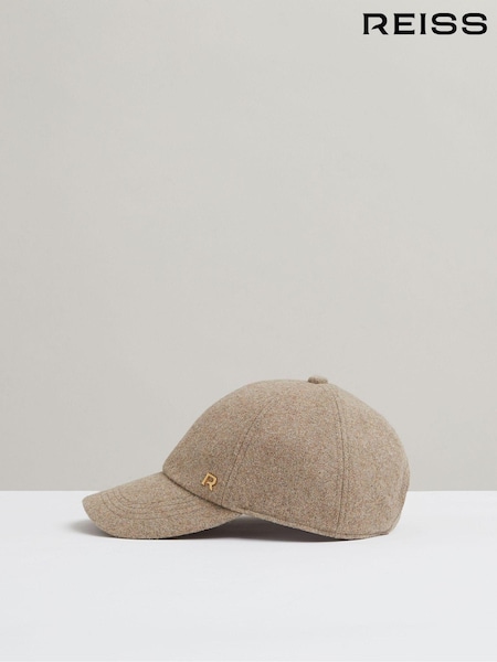 Reiss Taupe Fiona Wool Blend Flannel Baseball Cap (E52539) | £58
