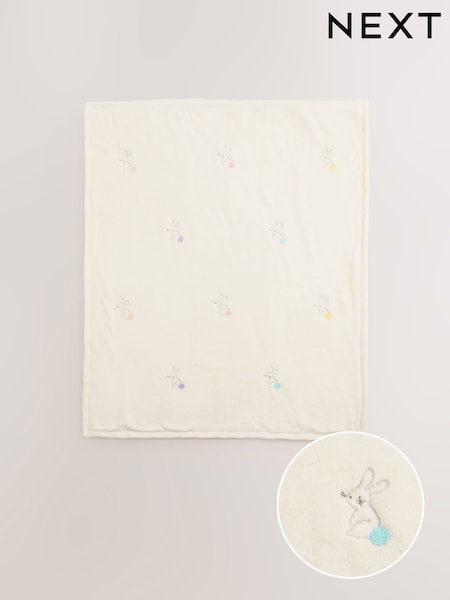 Embroidered Bunnies Baby Blanket (E52890) | £20