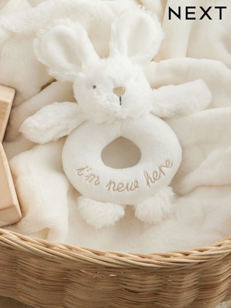 Im New Here White Bunny Baby Rattle (E53241) | £10.50