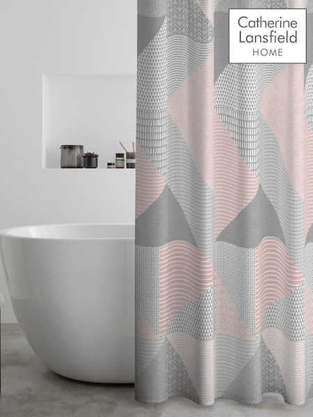Catherine Lansfield Blush Larrson Geo Shower Curtain (E53367) | £16