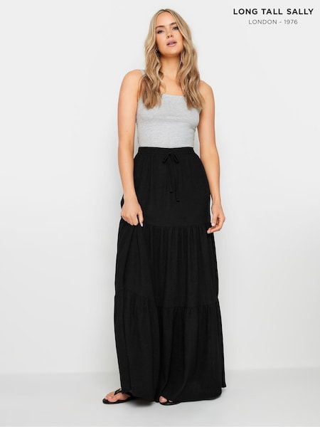 Long Tall Sally Black Crinkle Tiered Skirt (E53533) | £39