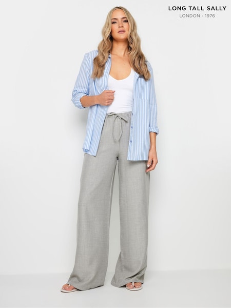 Long Tall Sally Grey Textured Wide Leg Trousers (E53560) | £39