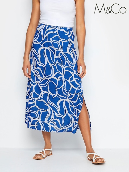 M&Co Blue Tile Midi Skirt (E53584) | £31
