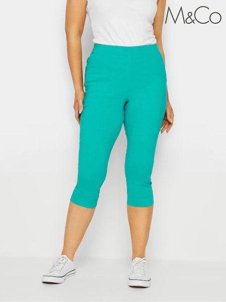 M&Co Green Cropped Bengaline Trousers (E53618) | £26