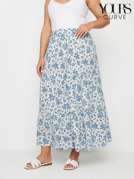 Yours Curve White Textured Maxi Skirt (E53734) | £31