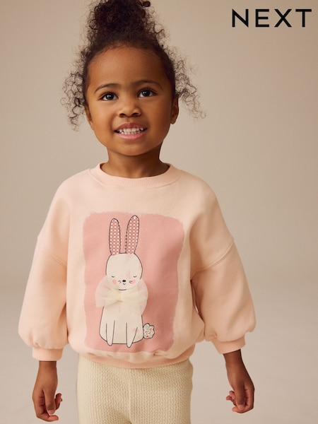 Pink Bunny Crew Sweatshirt (3mths-7yrs) (E53964) | £11 - £13