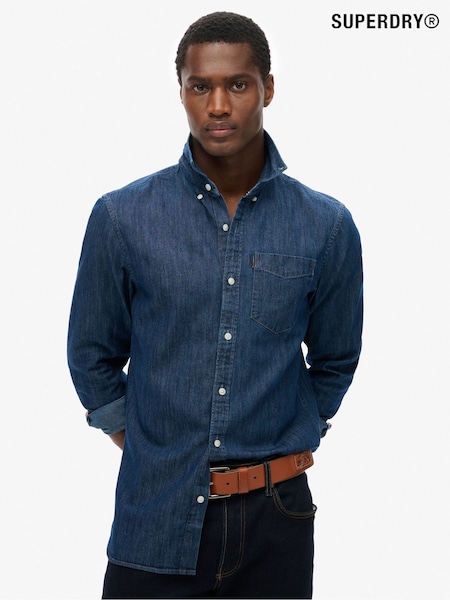 Superdry Rinse Wash Essentials Long Sleeve Denim Shirt (E54013) | £45
