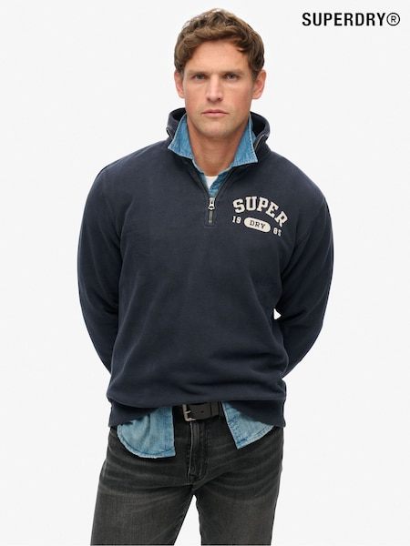 Superdry Blue Athletic Essential Loose Fit Half Zip SweatShirt (E54029) | £55