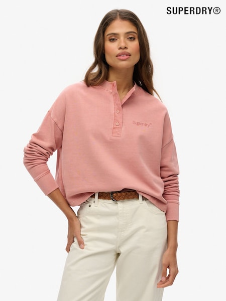 Superdry Ash Rose Emb Core Logo Button Crew Sweatshirt (E54074) | £50