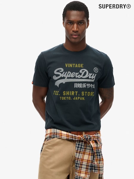 Superdry Blue VL Heritage Relaxed 100% Cotton T-Shirt (E54096) | £27