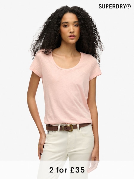 Superdry Pink Studios Scoop Neck Slim Fit T-Shirt (E54105) | £20