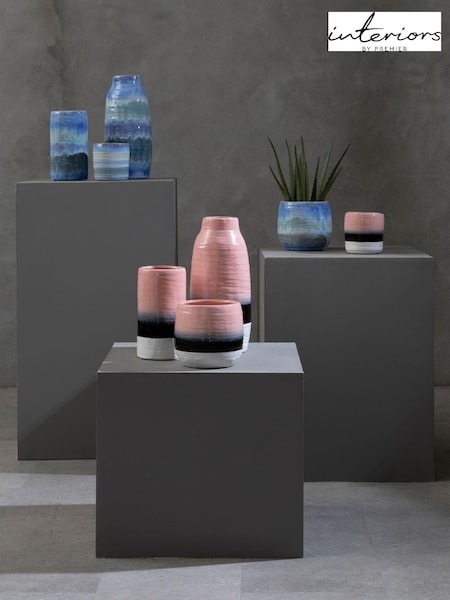 Interiors by Premier Pink Caldera Tie Dye Effect Stoneware Vase (E54157) | £50