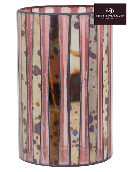 Fifty Five South Pink Gaia Mosaic Glass Candle Holder (E54166) | £40
