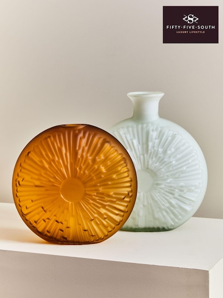 Fifty Five South White Hadia Sunburst Cut Glass Vase (E54168) | £75