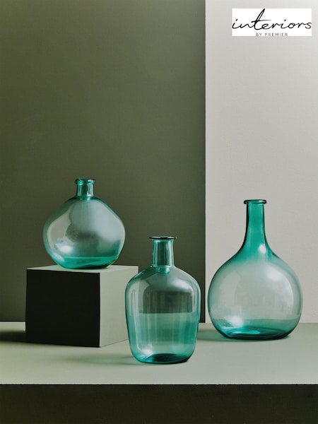 Interiors by Premier Blue Bexley Ombre Round Glass Vase (E54170) | £50