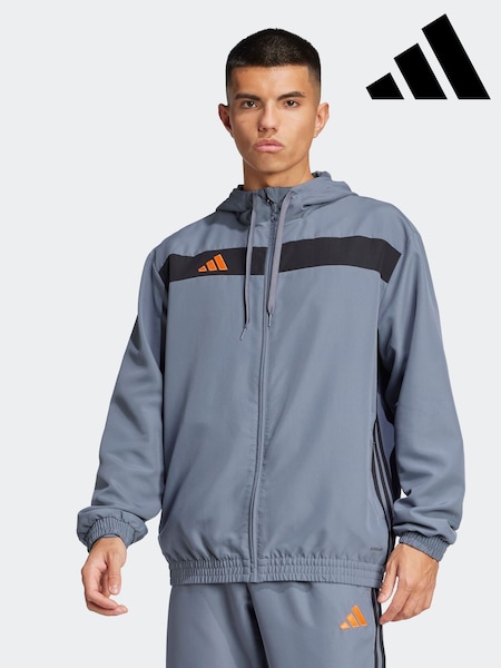 adidas Grey Tiro 25 Essentials Woven Hoodie (E54208) | £45